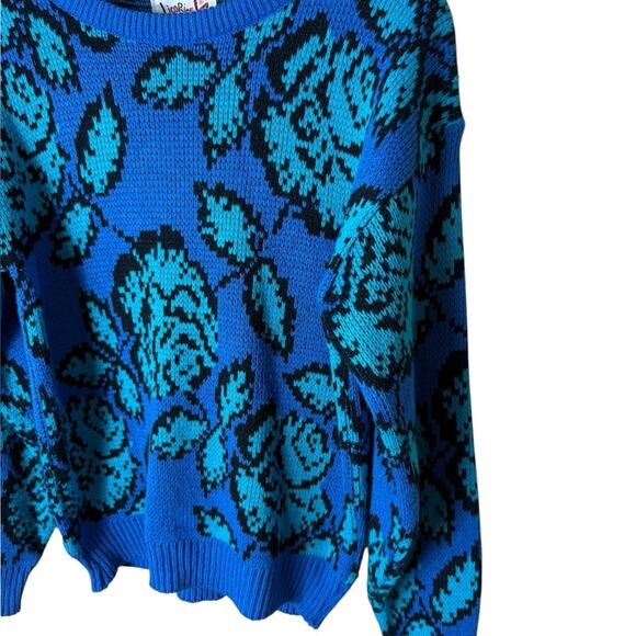 Vtg Licorice Women’s Sz Medium Blue Acrylic Sweater Printed - Picture 4 of 6